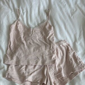 Brandy Melville Pink Striped Sleepwear Set
